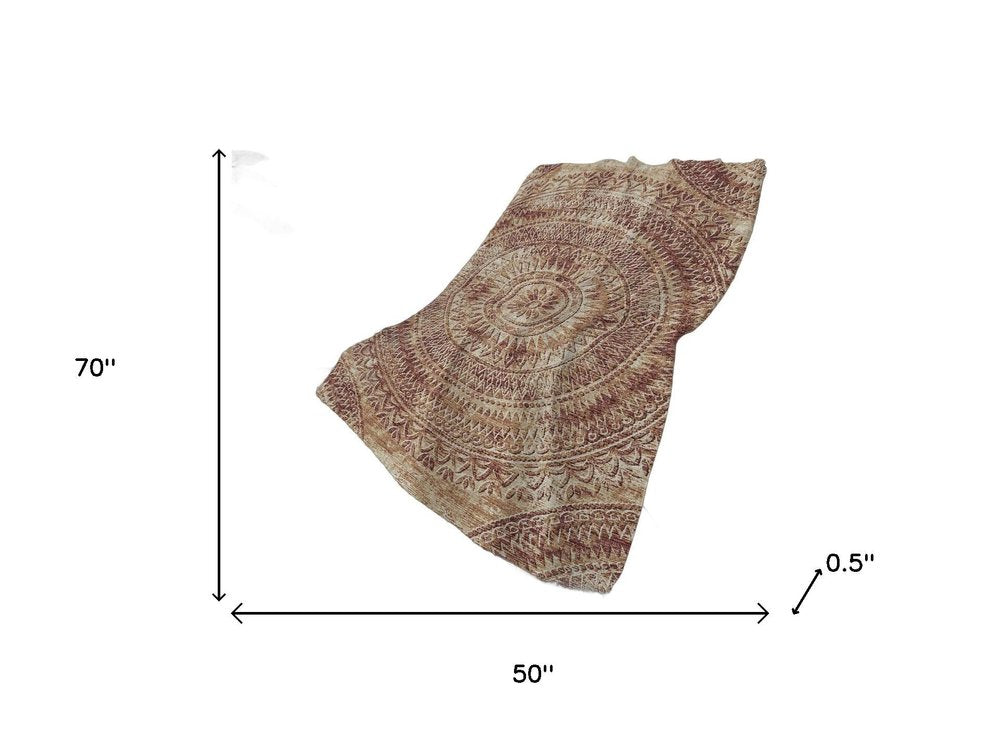 50" X 70" Rust And Beige Floral Plush Throw Blanket HomeRoots