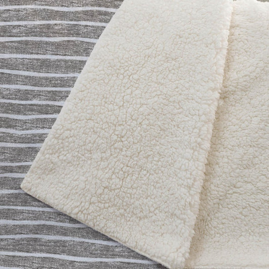 50" X 70" Taupe And Ivory Microfiber Striped Plush Throw Blanket HomeRoots