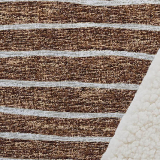 50" X 70" Rust And Beige Striped Plush Throw Blanket HomeRoots