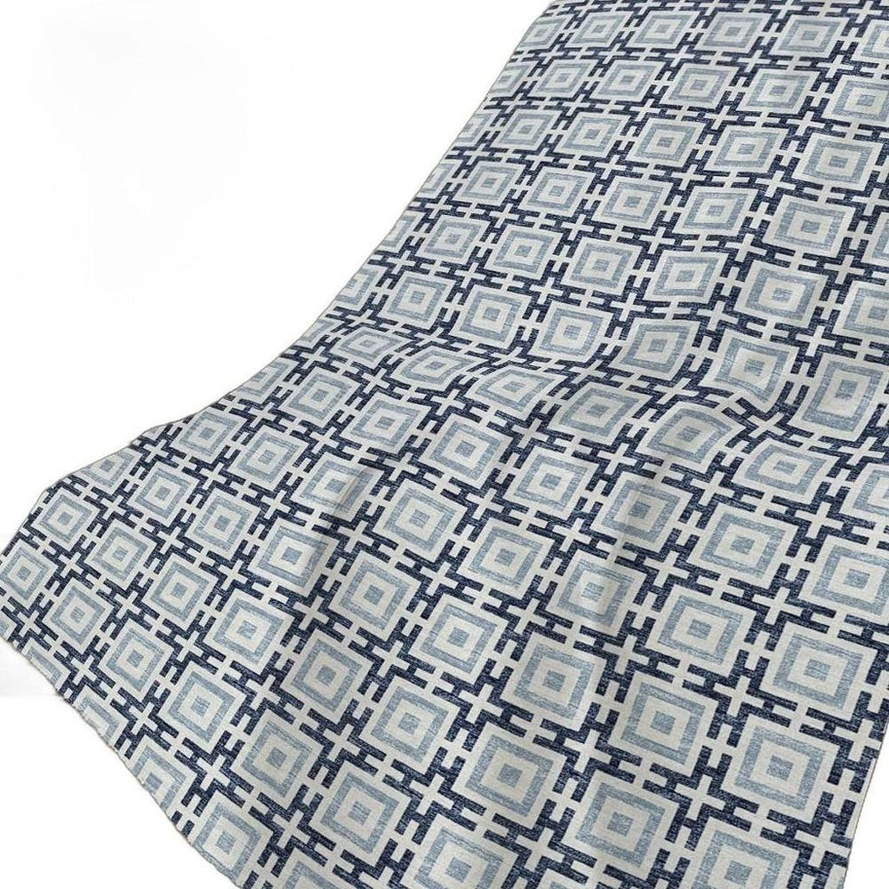 50" X 70" Navy Blue And Ivory Geometric Plush Throw Blanket HomeRoots