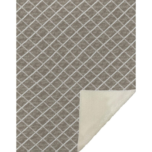 50" X 70" Taupe And Beige Microfiber Geometric Plush Throw Blanket HomeRoots