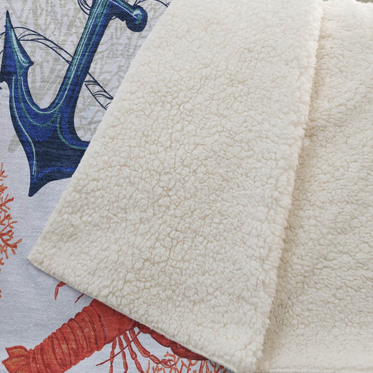 50" X 70" Ivory Red and Blue Microfiber Coastal Nautical Plush Throw Blanket HomeRoots