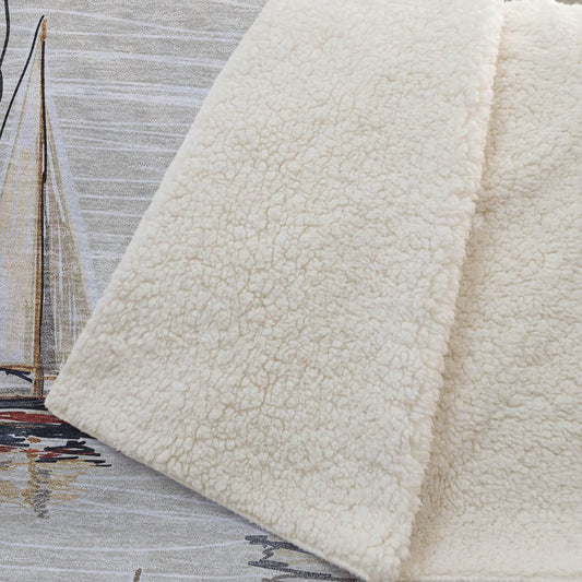 50" X 70" Beige Charcoal And Ivory Sailboat Microfiber Plush Throw Blanket HomeRoots