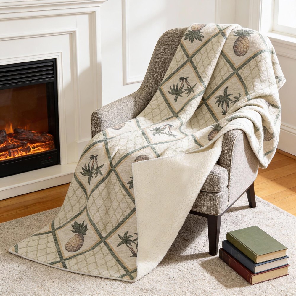 50" X 70" Beige Gold And Green Microfiber Geometric Plush Throw Blanket HomeRoots