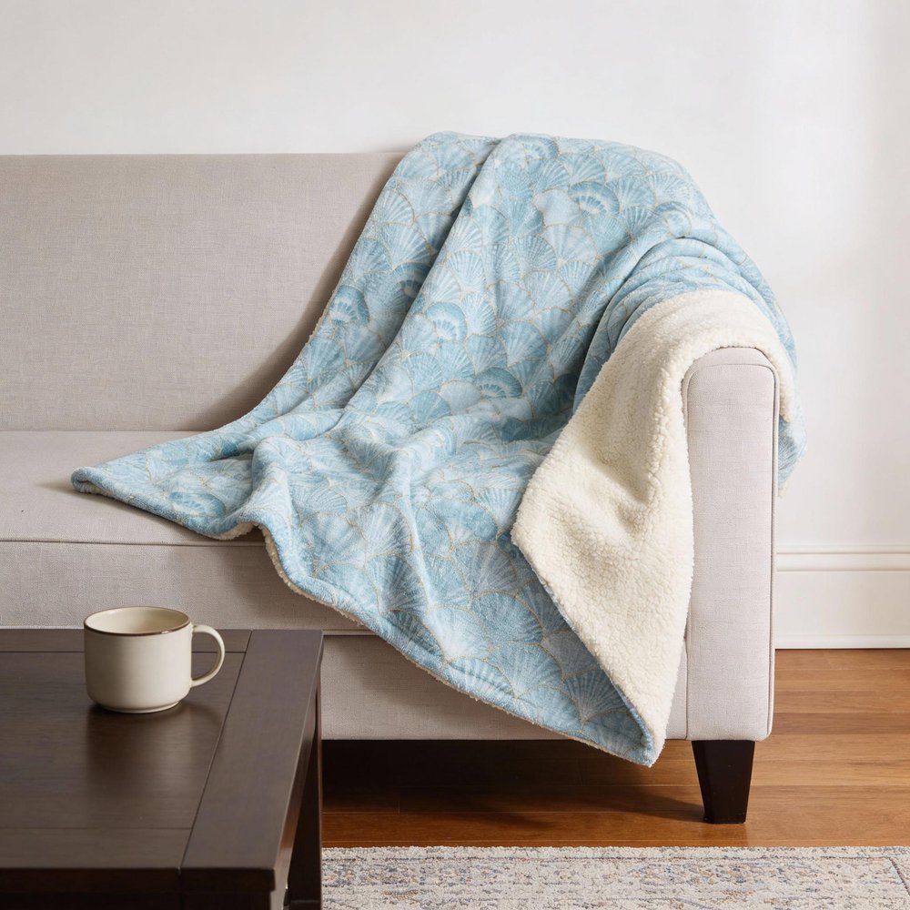 50" X 70" Aqua And Ivory Microfiber Animal Print Plush Throw Blanket HomeRoots
