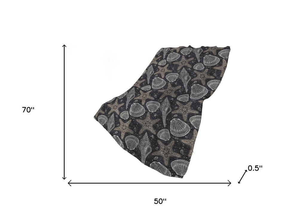 50" X 70" Midnight Gray And White Animal Print Polyester Woven Plush Throw Blanket HomeRoots