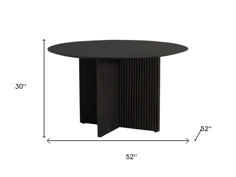 52" Dark Brown Solid Wood Pedestal Base Round Top Dining Table HomeRoots