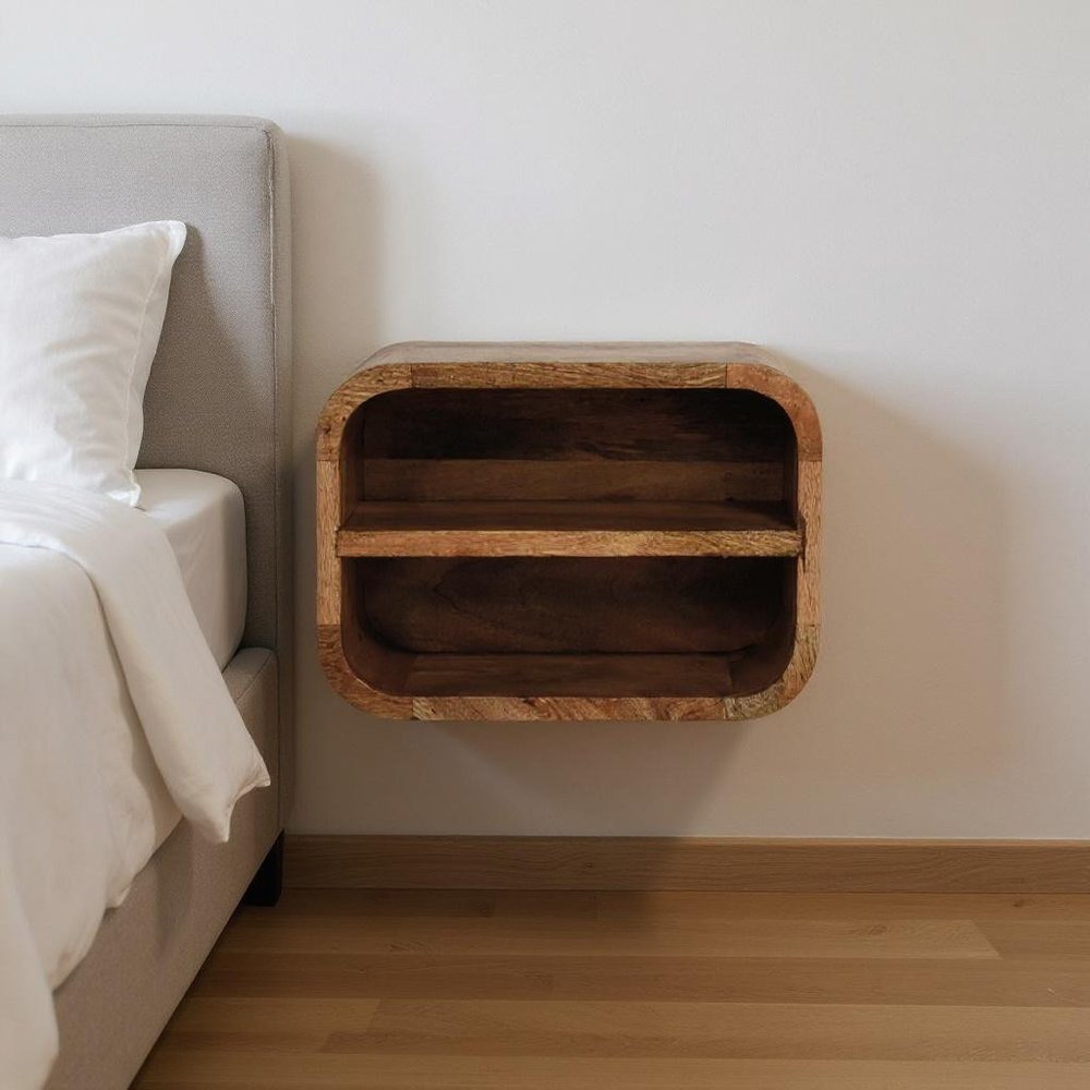 14" Brown Solid Wood One Drawer Floating Nightstand HomeRoots