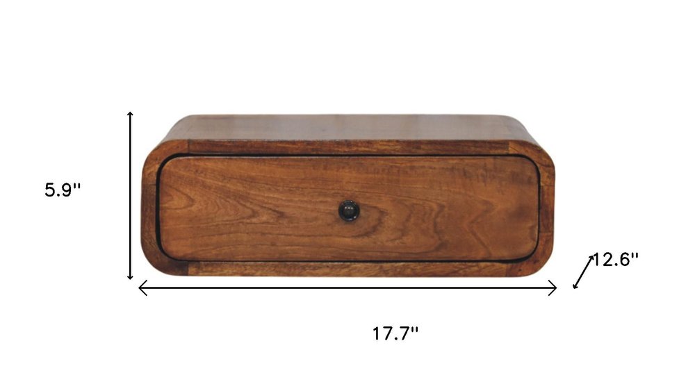 18" Chestnut Solid Wood Distressed One Drawer Floating Nightstand HomeRoots