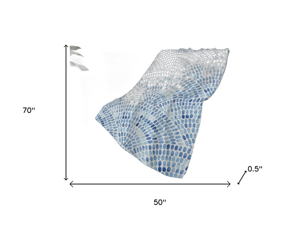 50" X 70" Blue And Ivory Abstract Plush Throw Blanket HomeRoots