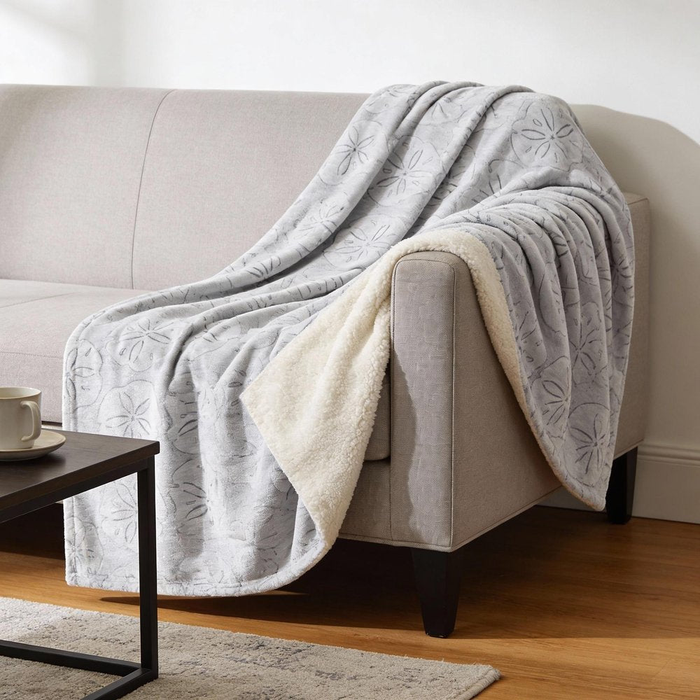 50" X 70" Gray And Ivory Microfiber Animal Print Plush Throw Blanket HomeRoots