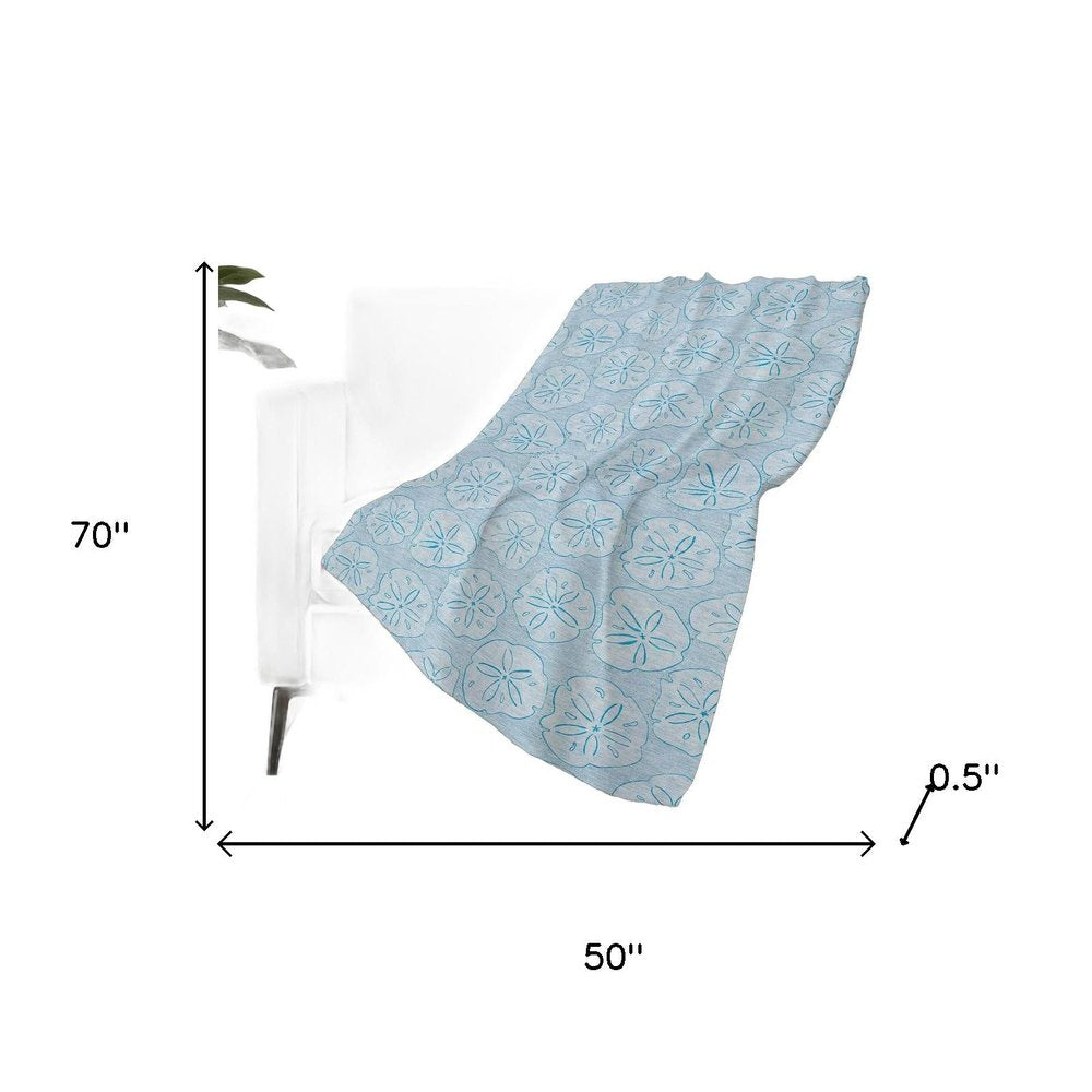 50" X 70" Blue And Sky Blue Animal Print Polyester Woven Plush Throw Blanket HomeRoots