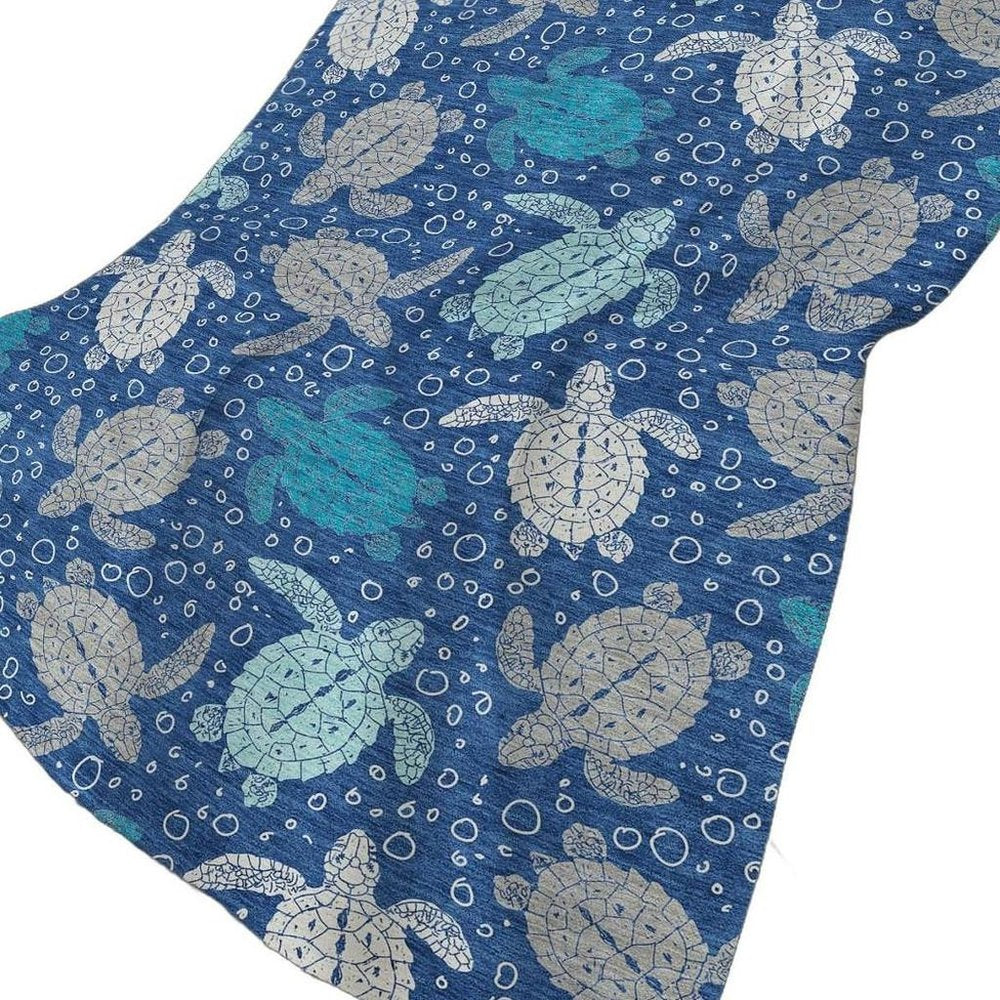 50" X 70" Blue Ivory And Teal Animal Print Polyester Woven Plush Throw Blanket HomeRoots