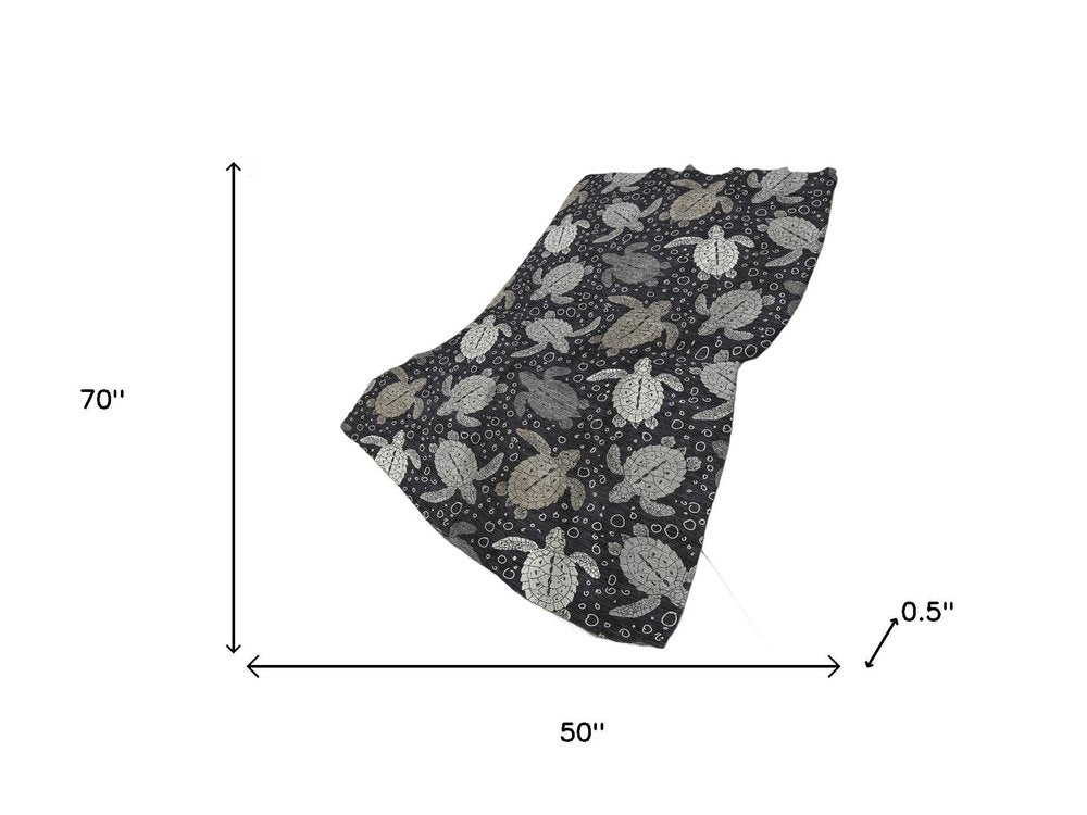50" X 70" Midnight Gray And Ivory Animal Print Polyester Woven Plush Throw Blanket HomeRoots