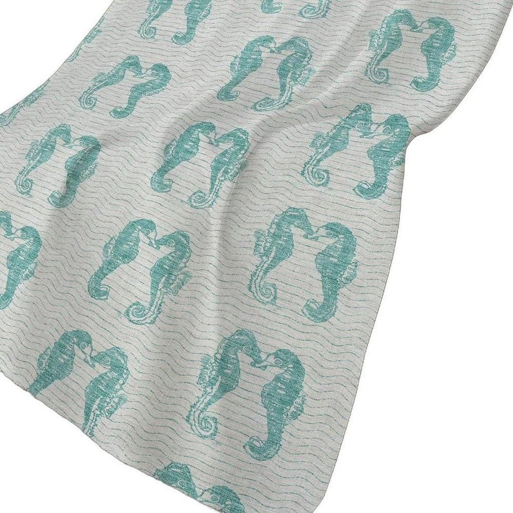 50" X 70" Aqua And Ivory Animal Print Plush Throw Blanket HomeRoots