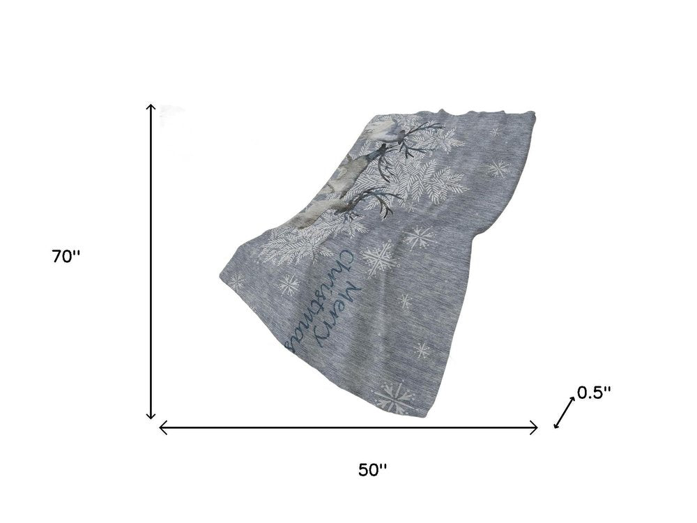 50" X 70" Gray And Silver Animal Print Plush Throw Blanket HomeRoots