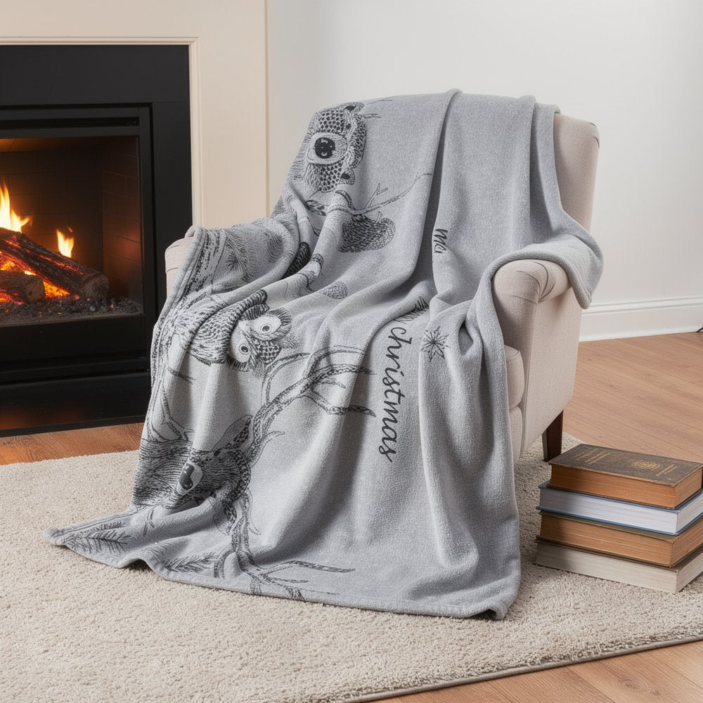 50" X 70" Gray Black And Ivory Microfiber Animal Print Plush Throw Blanket HomeRoots