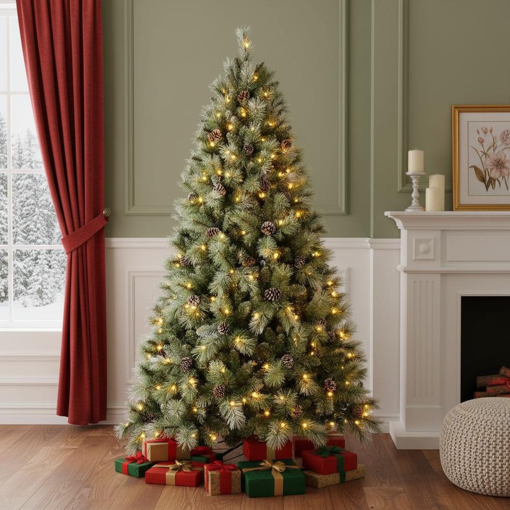 6' Pre Lit Full Pine Christmas Tree HomeRoots