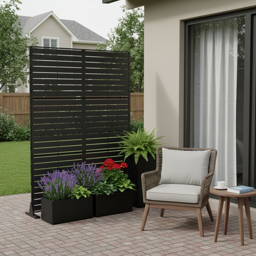 72" Black Metal Six Panel Screen Room Divider HomeRoots