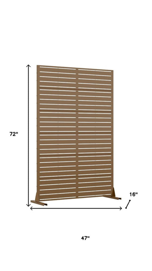 72" Brown Metal Six Panel Outdoor Privacy Screen