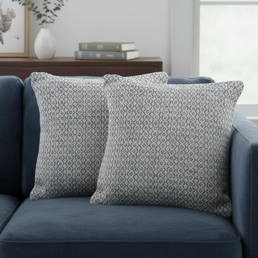 Set of Two 18" X 18" Gray And White Lumbar Geometric Cotton Throw Pillow Covers