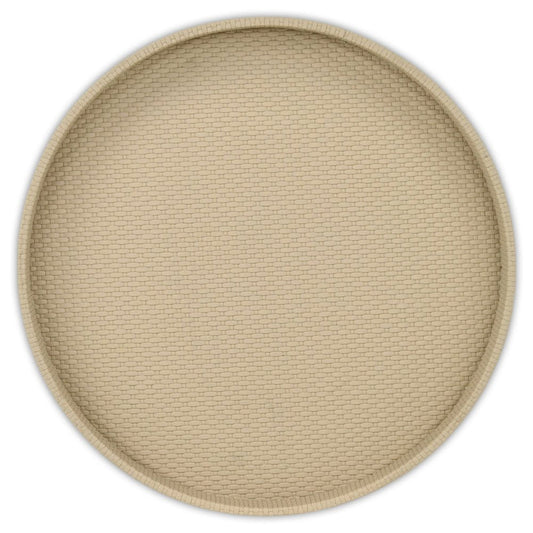 15" Taupe Faux Wicker Round Serving Tray HomeRoots