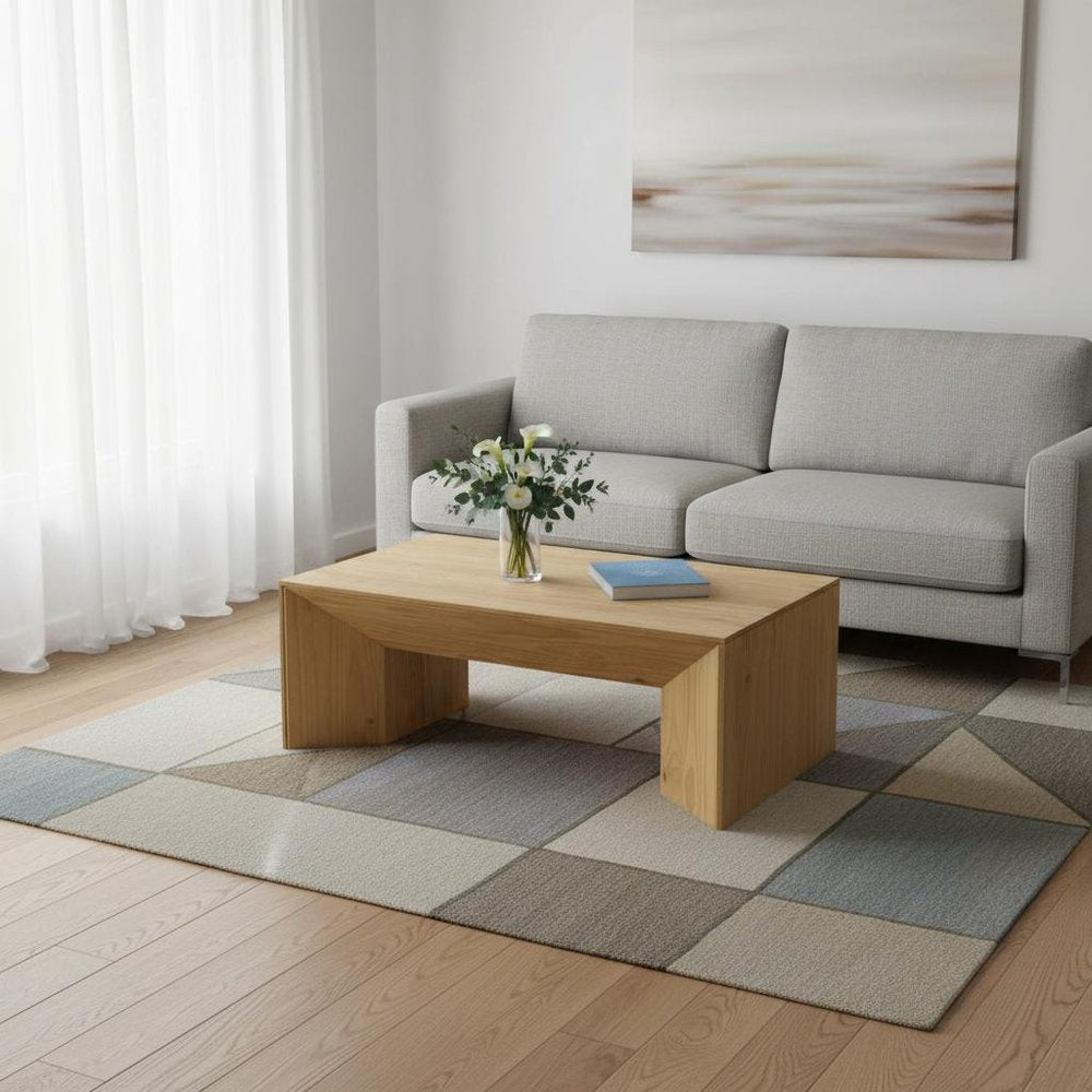 53" Oak Wood Sled Coffee Table HomeRoots