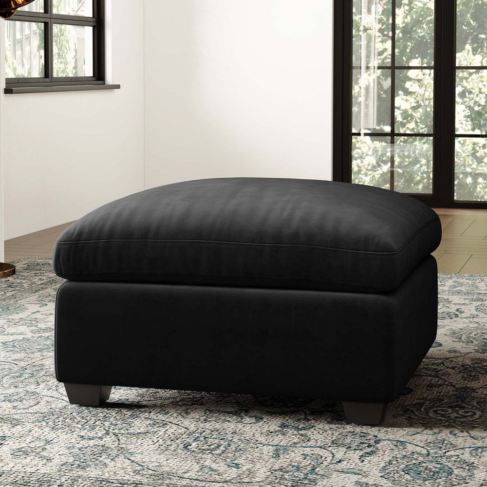 32" Charcoal and Black Corduroy Ottoman HomeRoots