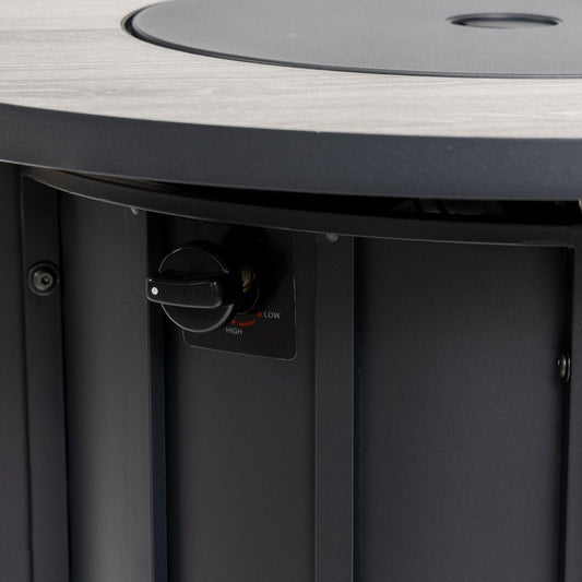 50000 BTU 30" Black Steel Propane Column Fire Pit With Cover HomeRoots