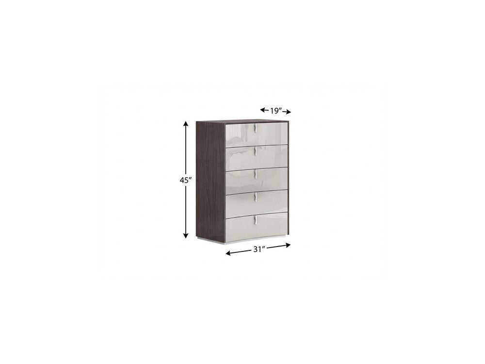 31" Chestnut And Light Gray Wood Five Drawer Dresser HomeRoots