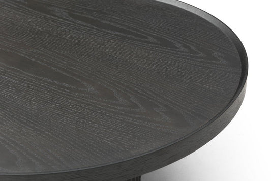 32" Dark Gray Wood Round Pedestal Coffee Table HomeRoots