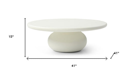 41" Beige Glass Round Pedestal Coffee Table HomeRoots