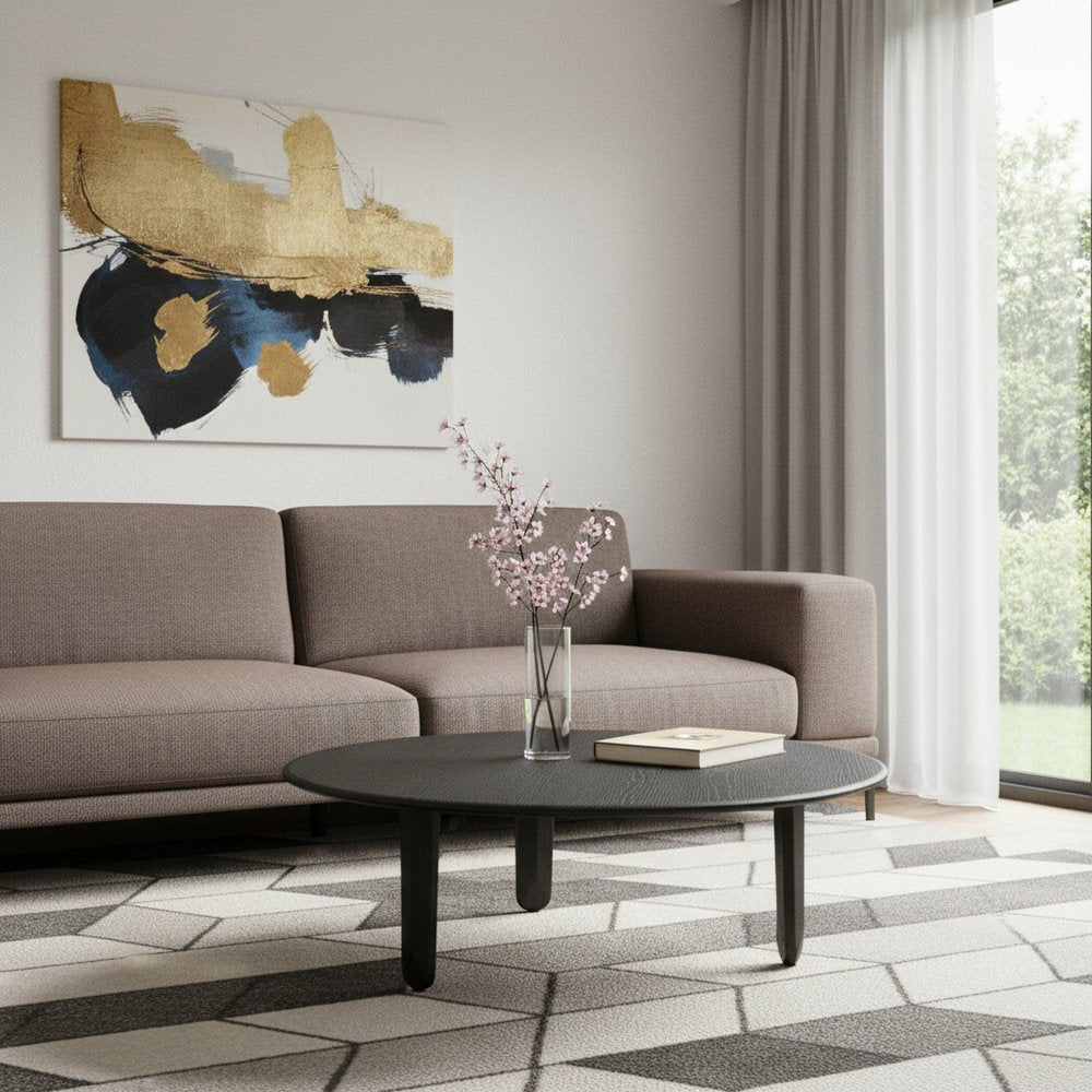 41" Black Solid Wood Round Coffee Table HomeRoots