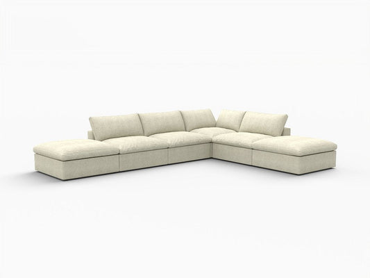 160" Khaki Linen Blend Modular Armless Sofa With Ottomans Toss Pillows And Storage HomeRoots