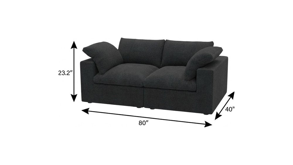 80" Black Linen Blend Modular Wood Sofa - FurniFindUSA
