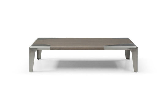 57" Light Gray and Silver Wood and Stainless Steel Coffee Table HomeRoots