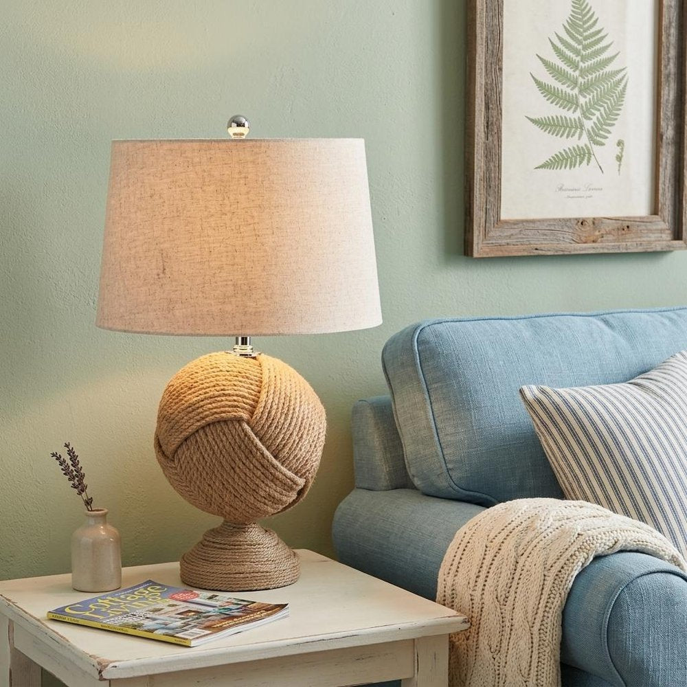 24" Brown Globe Table Lamp With Drum Shade HomeRoots