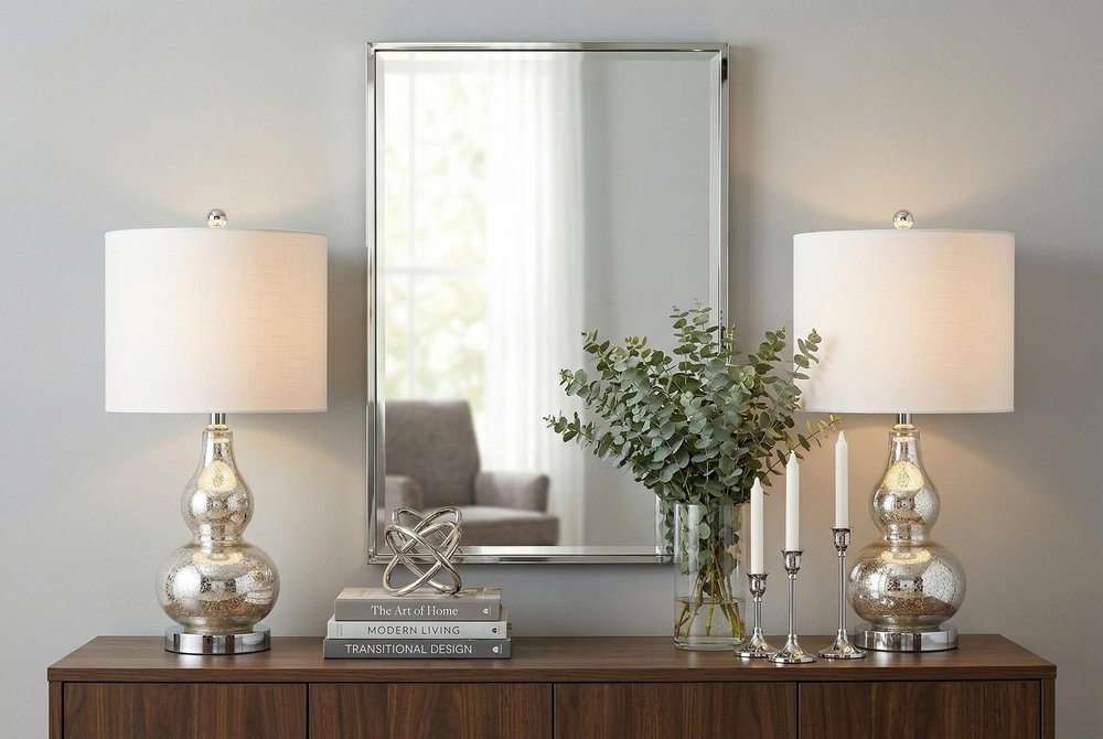 Set of Two 21" Silver Gourd Table Lamps With Drum Shades HomeRoots