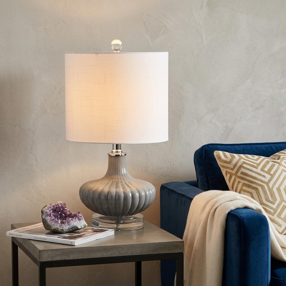 18" Clear Novelty Table Lamp With Drum Shade HomeRoots