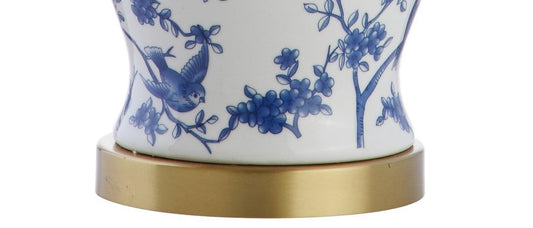 22" Blue Gold And White Urn Table Lamp With Empire Shade HomeRoots