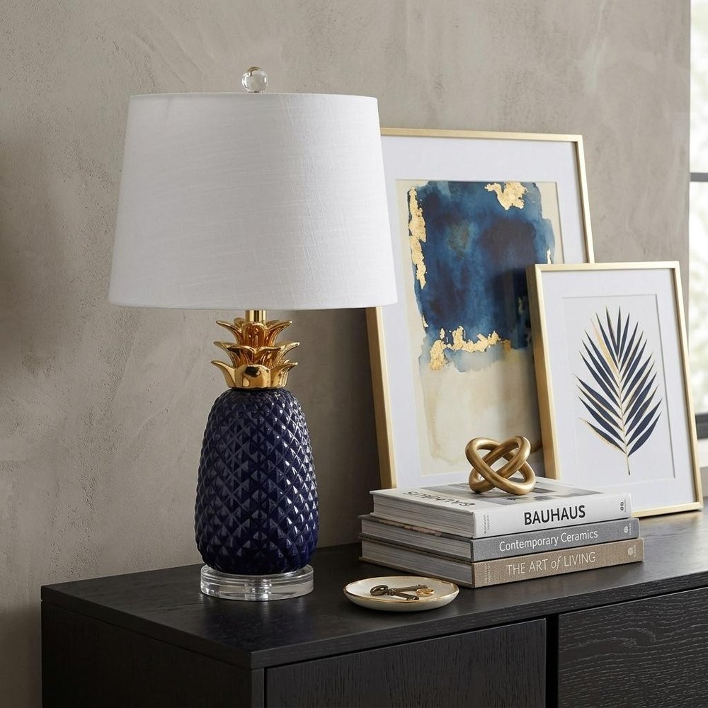 23" Clear Novelty Table Lamp With Drum Shade HomeRoots