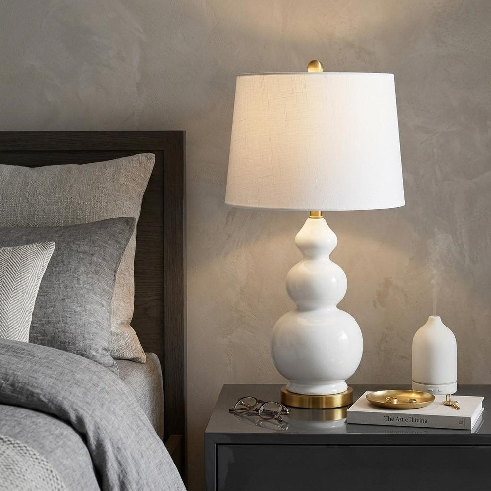 28" Gold Novelty Table Lamp With Drum Shade HomeRoots