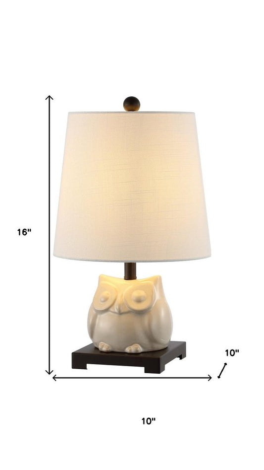 16" Antiqued Bronze Novelty Bedside Lamp With Empire Shade HomeRoots