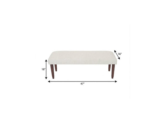 47" Cream and Brown Boucle and Solid Wood Upholstered Bench