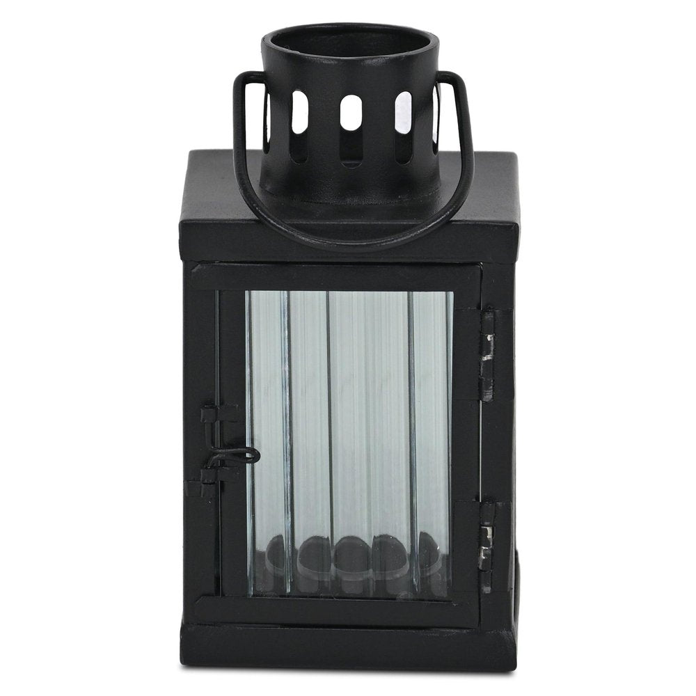 7" Black Metal Tabletop Lantern Candle Holder HomeRoots