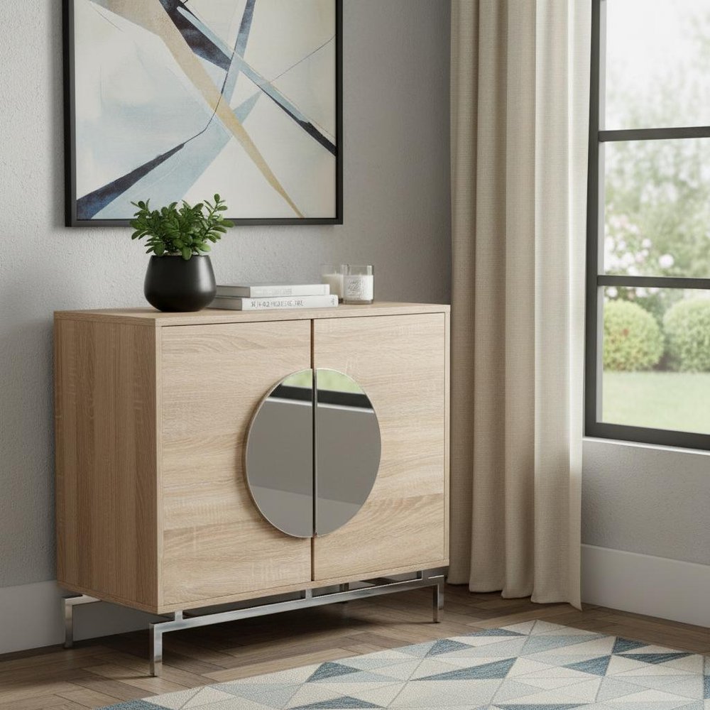 31" Brown and White Wood Accent Cabinet With Two Doors HomeRoots