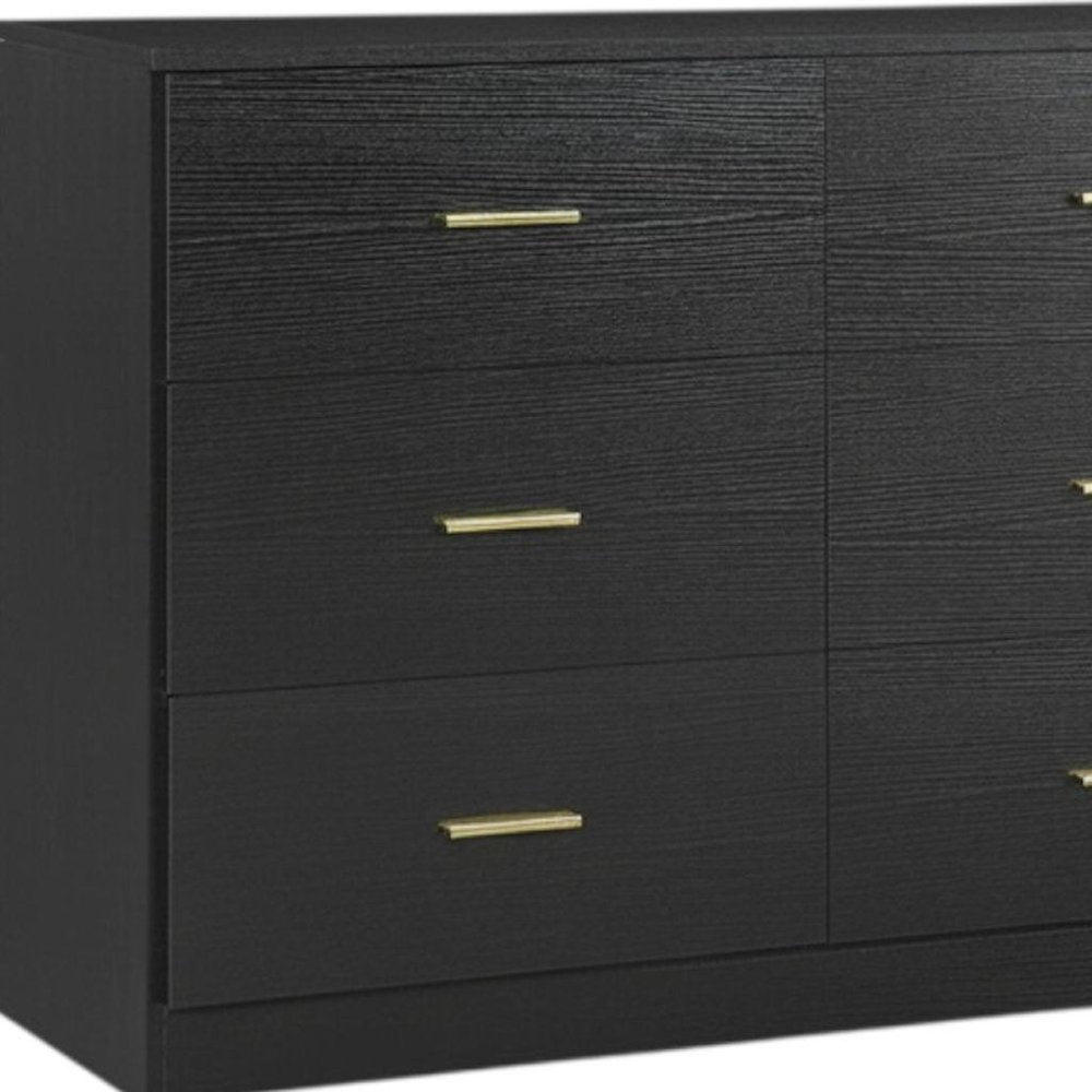 63" Black Wood Nine Drawer Triple Dresser HomeRoots