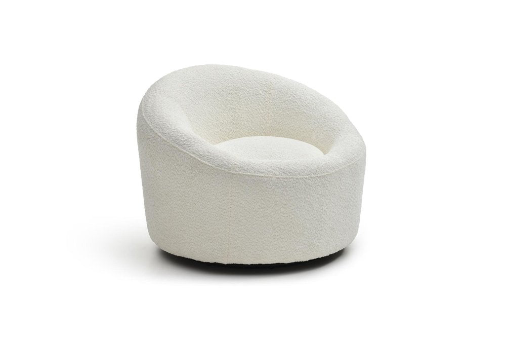 33" White Boucle Swivel Lounge Chair HomeRoots