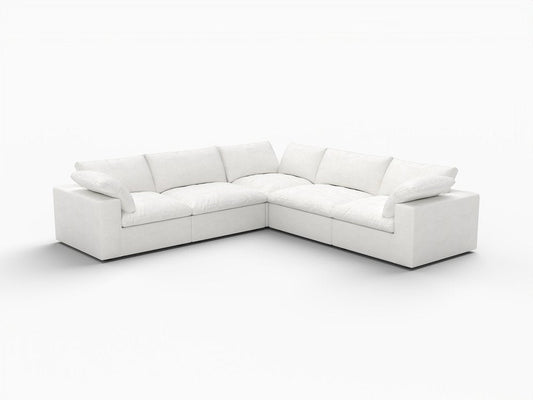 White Linen Blend Modular L Shaped Five Piece Corner Sectional HomeRoots