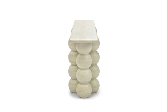 75" Beige Genuine Marble Double Pedestal Console Table